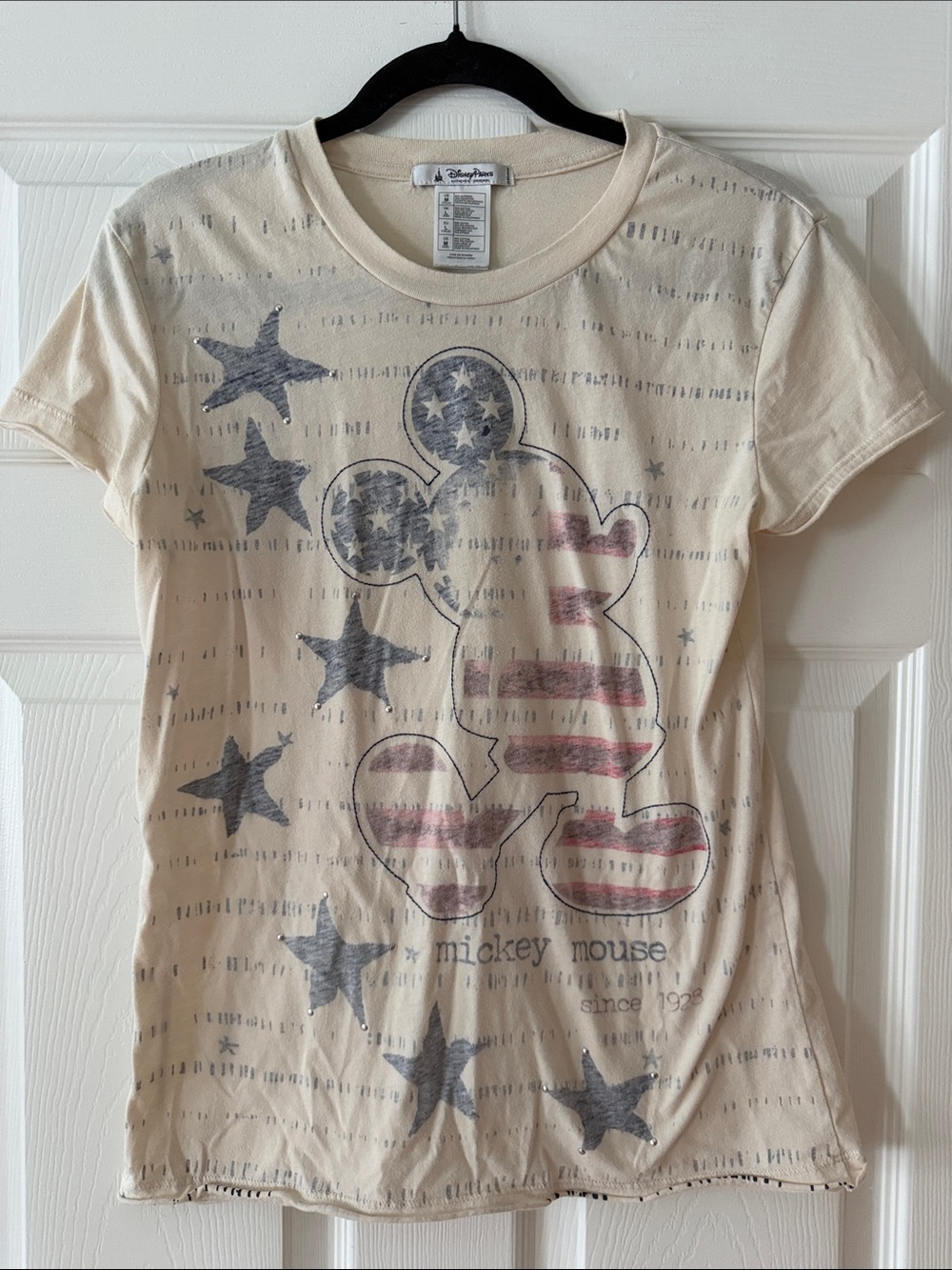 Disney Cream Mickey Mouse Patriotic Graphic Tee
